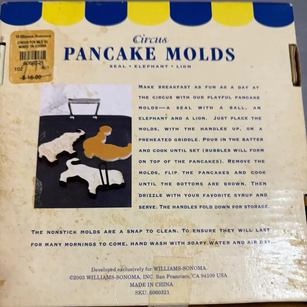 Williams Sonoma CIRCUS PANCAKE MOLDS (3)